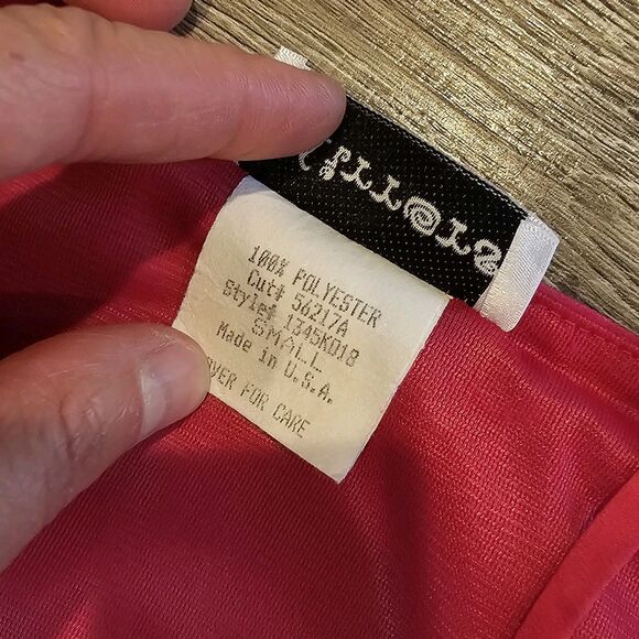 Vintage Mirrors Y2K Slip Dress S Pink Floral Sharkbite Hem So-Cal Island Girl - Picture 8 of 11